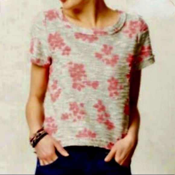 Anthropologie Tops - EIC Anthropologie Postmark Terry Floral Short Sleeve Top Size Large